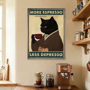 Cuadro decorativo "More espresso, less depresso"